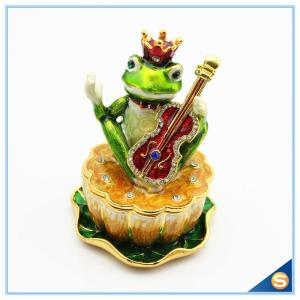 China High Quality Custom Frog With Guitar Trinket Box Enamel Handmade Animal Shape Trinket Box SCJ215 supplier