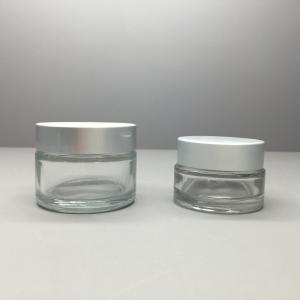 China 50g 20g Cosmetic Packaging Clear Glass Cream Jar With Aluminum Cap supplier