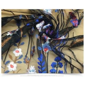 China 100% Polyester Heavy Floral Embroidered Mesh Lace Fabric For DIY Costume Dress supplier