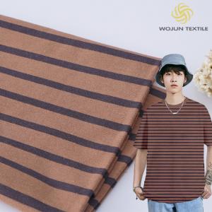 China 175cm 185gsm Red And Black Striped Fabric Elastic Cotton T Shirt Material supplier