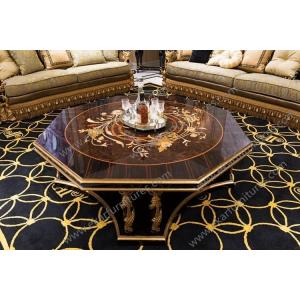 China Luxury Royal Antique Gold Square Wooden Shenzhen hand carved Coffee Tables AT-301 supplier