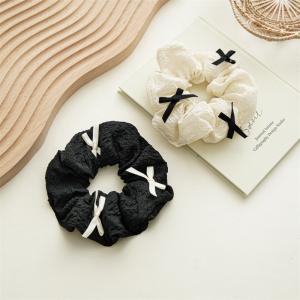 Black And White Contrast Color Bow Fabric Elegant Hair Rope For Female