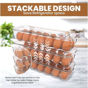 China Home Egg Container With Lid And Handle For Refrigerator Organization- Pack Of 2 - Clear Stackable Egg Holder For Kitchen Or Pantry Organizers And Storage wholesale