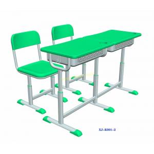 Green Double Seater School Desk And Chair / Children 's Classroom Furniture