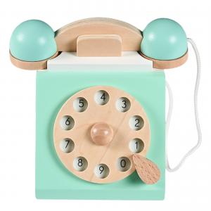 Dial Telephone Unfinished Wood Crafts Interactive Early Edcuation For Kids