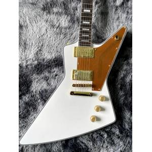 Custom Irregular Special-Shaped Electric Guitar with White Veneer Yellow Guard Board