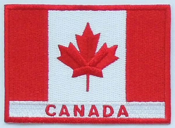 Custom plastic backing twill 100% embroidered Canada flag patches,sew-on,8.0cm*6