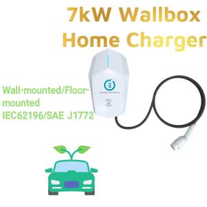 Wall Mounted LCD Screen Type 2 RFID Wallbox EV Charger 340*240*110mm