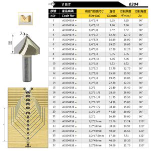 China Arden 0304 カービッド V グルーブ グルーブ プロファイル ツール CNC フリースカット V ビット 木切断 ビット CNC ルータ ルータ ビット wholesale