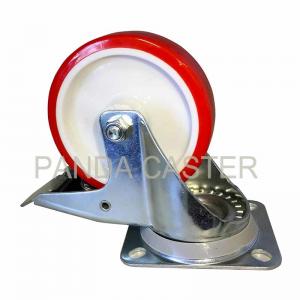 660Lbs 300 Kg Industrial Caster Wheels Euro Style Red Polyurethane Wheel