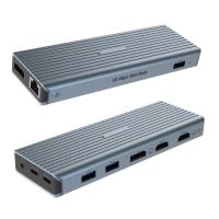 China USB 3.1 Tipo C a 9 puertos USB3.0 Hub con Ethernet Gigabit RJ45 Adaptador de puertos Lan Gris on sale