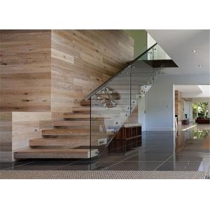 China Glass Railing Wooden Floating Steps Staircase Stable Wooden Box Treads CE Approval supplier