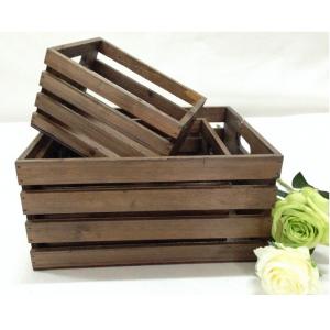 China wood crates nested box set of 3, brown dyeing color, gardon wood box supplier