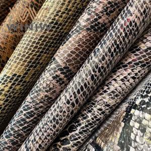 China Custom Artificial Snake Skin Vinyl Fabric Bag Makers Real Snake Skin supplier
