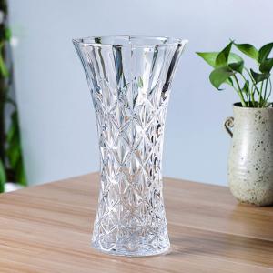 China 30cm Tall Glass Flower Vase Clear Pressed Glass Material For Indoor / Outdoor supplier