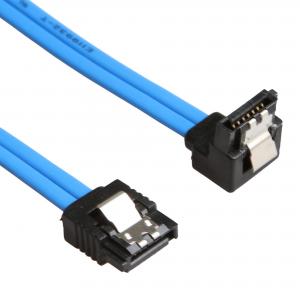 Blue Practical SATA 3 6GB S Cable With Locking Latch Straight To 90 Degree Plug
