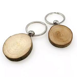 Handcrafted Simple Round Wood Keychain Engraving Natural Eco Friendly And Rustic