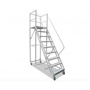 China Multi Functional Rolling Warehouse Ladders On Wheels / Rolling Step Ladder Safety supplier