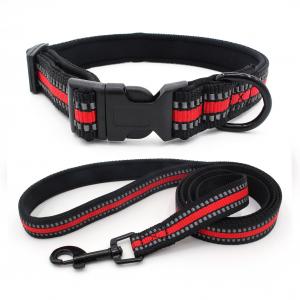 Neoprene Lining dog Collar Leash Set Reflective Webbing Quick Release Buckle Collar With Traction Rope Set Dog Leash