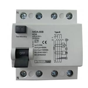 B Type Electrical RCCB Protected Circuits 2 Pole 4P 30mA DC 6mA