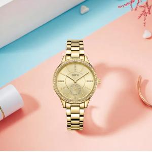 3ATM Waterproof Japan PC21S Alloy Quartz Watch 18k Gold  IP30