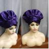 China Deep Purple Long Strap Double Layer Satin Cap For Curly Hair 15 Inch wholesale