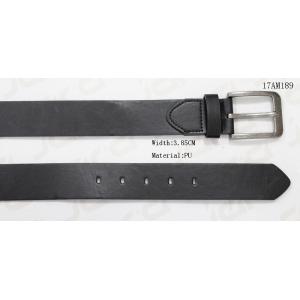 China Classic Mens Pin Buckle Casual Black Belt With Old Silver Buckle , Oval Holes In The Tip supplier