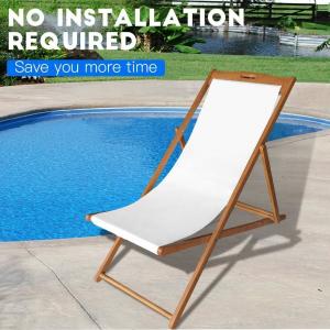 Beach Sling Chairs Set Outdoor Folding Portable Beach Chairs With Solid Wooden Frame Polyester Canvas Reclining