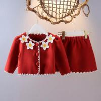 14KG 1M Girl Matching Shirt And Skirt Set 2 Piece Shirt Dress Crochet Flower
