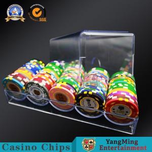 China High Quality Thick Acrylic 5 Grid Round Chip Carrier 100Pcs Of Transparent Poker Table Desktop Without Cover Chip Holder supplier