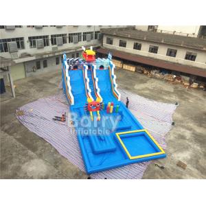 China Summer Dragon Heald Blue Big Inflatable Water Slides With Pool For Kids Amusement supplier