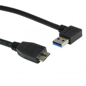 30CM 1FT USB 3.0 Cable Type A-Male 90 degree To Micro B straight Super-Speed 5Gbps Cord Bl