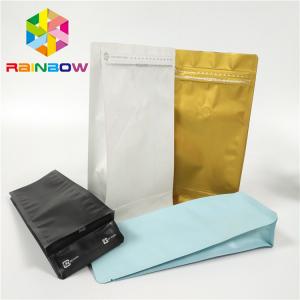 China Custom Printing Flat Bottom Gusset Bag Square Bottom Aluminum Foil Pouch With Valve For Coffee Bean Packaging supplier