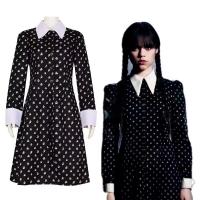 China Women's Wednesday Addams Black Skirt Halloween Cosplay Costume for Stage Dancerwear on sale