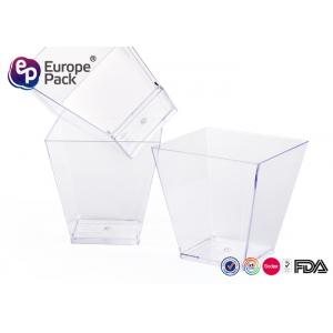 Square Disposable Plastic Dessert Cup Transparent 7 Oz Eco Friendly