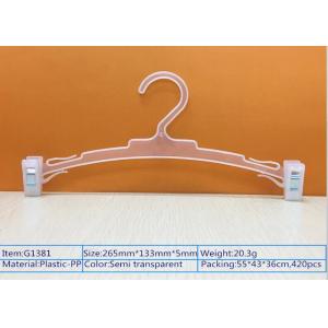 Transparency Plastic Clothes Hangers With Two Clips , Retail Clothes Hangers