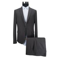 China Single Breasted Mens 2 Piece Suit Slim Fit Business Tuxedo Dark Grey on sale