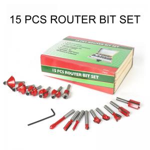 BMR TOOLS 15pcs Carbide Router Bit Set with 1/4 Inch Shank YG-8 Tips for Wood,Plywood,PVC Tube,Plastic working
