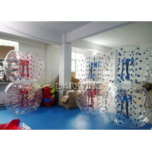 China Commercial Outdoor Inflatable Toys Red Dot / Blue Dot Human Sized Soccer Ball 1.7 M supplier