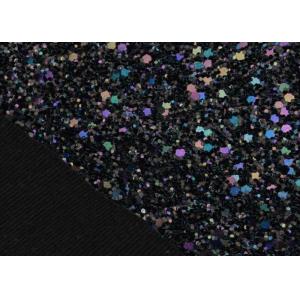 China Cotton Backing Laser Black Glitter Fabric , Sparkle Mixed Glitter Material Fabric wholesale