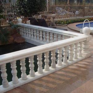 China BLVE White Marble Baluster Handrail Natural Stone Carving Balcony Balustrade Railing Design Modern French Garden supplier