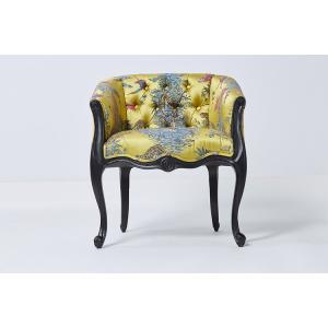 China Luxury Special Vintage Printing Fabric Modern Dining Room Chairs With Arms supplier