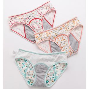 3 Layer Girl Cotton Period Underwear Female Printed Menstrual Period Panties Breathable Physiological Panties
