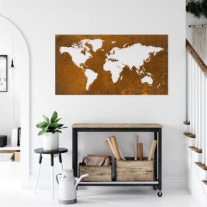 Decoration Rusty Corten Metal World Map Wall Art