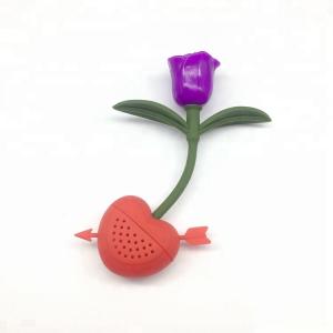 BPA Free FDA Unique Rose Cupid Heart Shape Flower Silicon Silicone Tea Bag Strainer Infuser