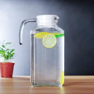 1.8 Liters 60 Oz Glass Water Pitcher With Ribbed And Diamond Design