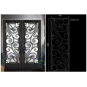 China Top Notch Security Easy Cleaning Inlaid Door Wrought Iron Glass wholesale