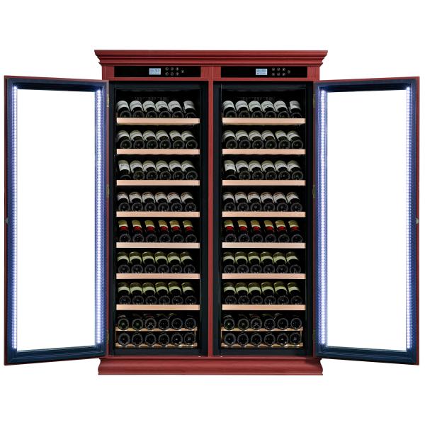 Smart Touch Control Dual-Zone Wood Wine Cooler Cabinet With Locking Glass Door
