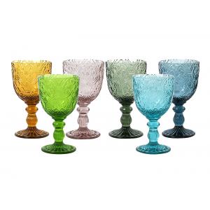 Fire Polishing Colored Crystal Wine Glasses 280ml Hand Made Wine Goblets