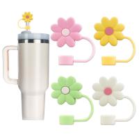 China Silicone Flower Straw Toppers Reusable Covers And Caps For 9-10mm Straws Fits Stanley 30 & 40oz Stambler Stanley Cap Lid on sale